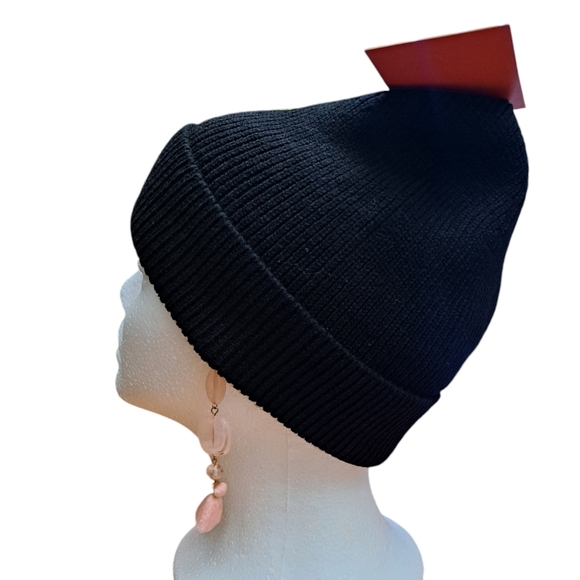NWT Unisex Beanie Black/Gold One Size Poly Blend Soft Warm Stocking Stuffer - Picture 4 of 10